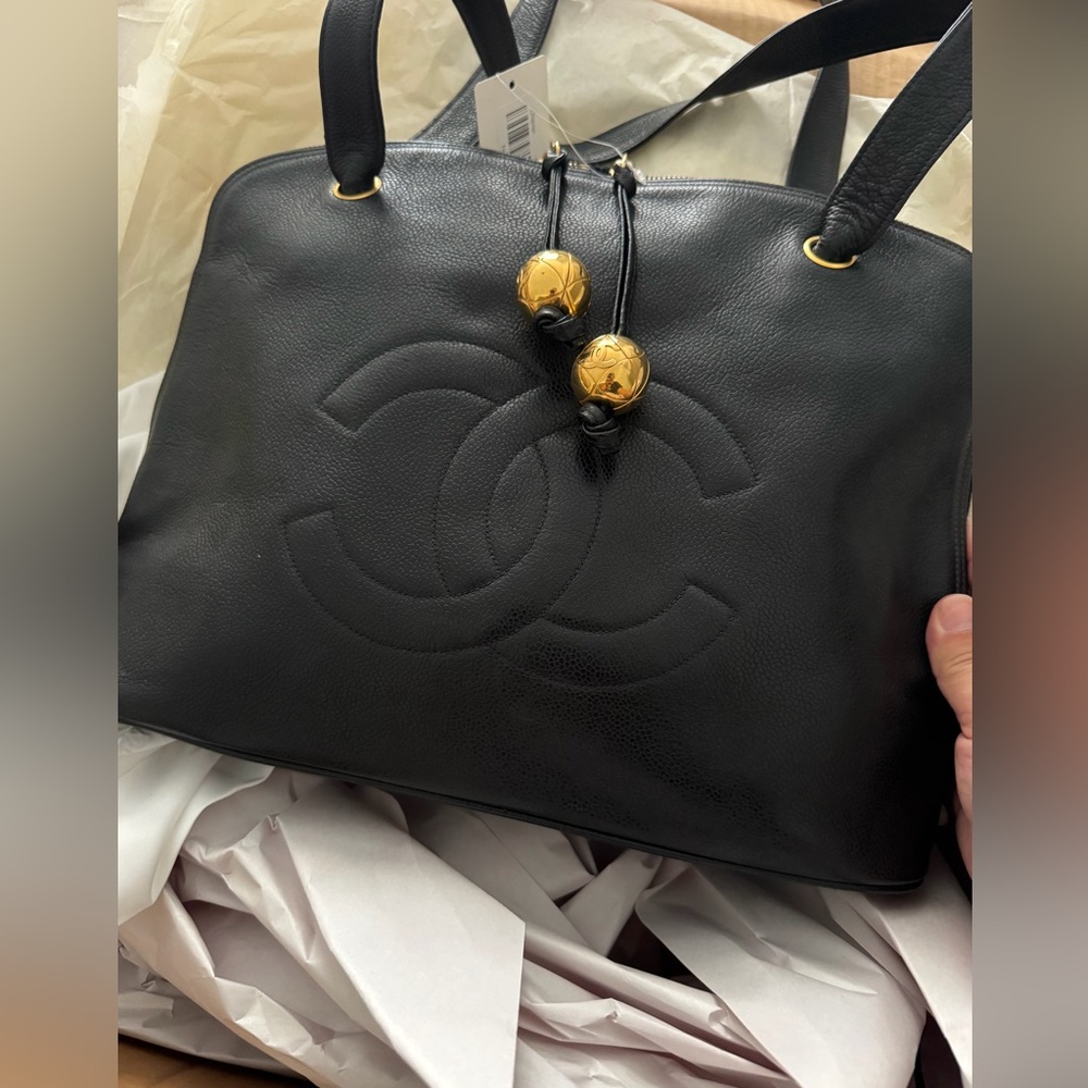 Chanel  Leather Handbag with 24 k gold